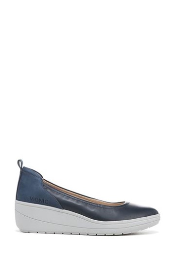 Vionic Jacey Blue Wedge Slip On Shoes
