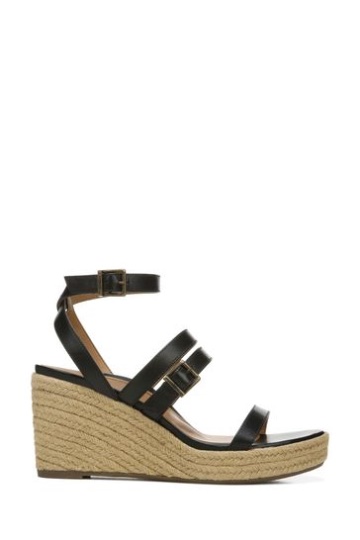 Vionic Sabina Black Leather Ankle Strap Sandals